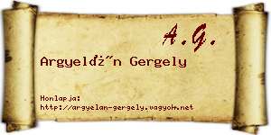 Argyelán Gergely névjegykártya